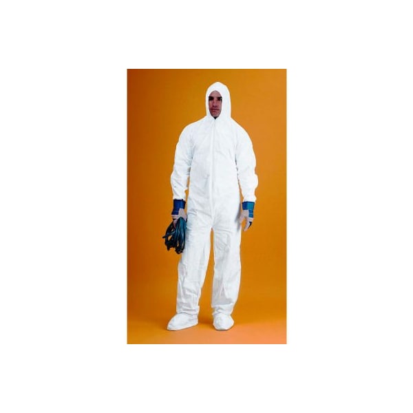 Keystone Safety KeyGuard Coverall/Bunny Suit, Attached Hood & Boots, Zipper Front, White, 3XL, 25/Case CVL-KG-B-3XL - main